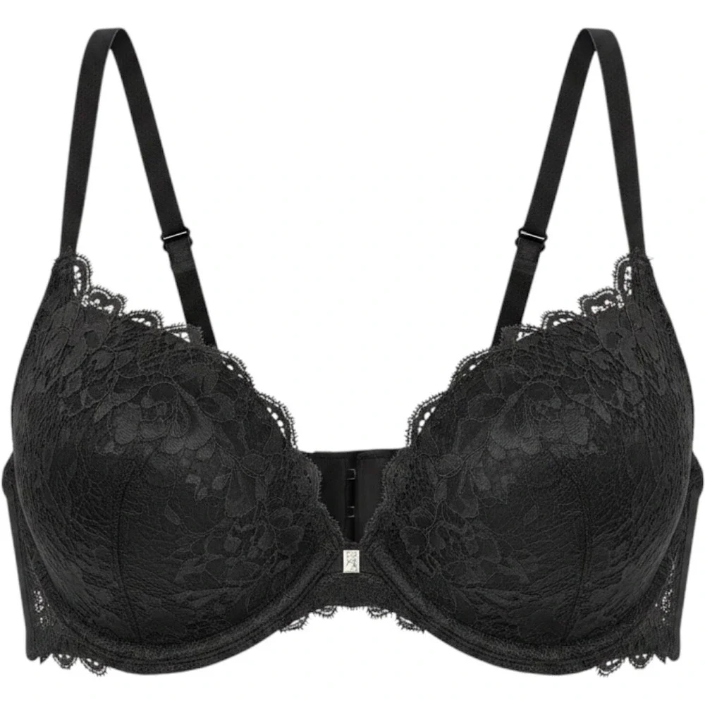 Cosabella Black Lace Push Up Bra Made in Italy Floral Scalloped Lingerie 34D